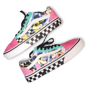 Vans Pink Teal Mickey Mouse Checkerboard Low Top Sneakers